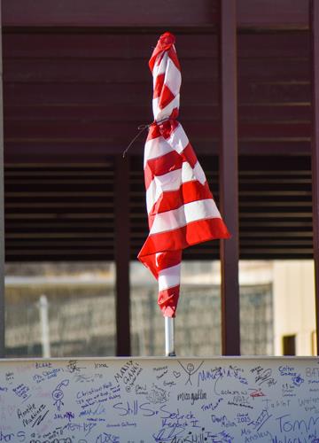 American flag on the beam